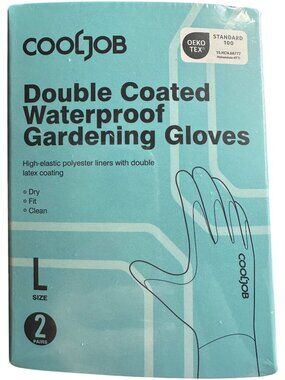 Cooljob Double Coated Waterproof Gardening Gloves 2 Pairs (L)